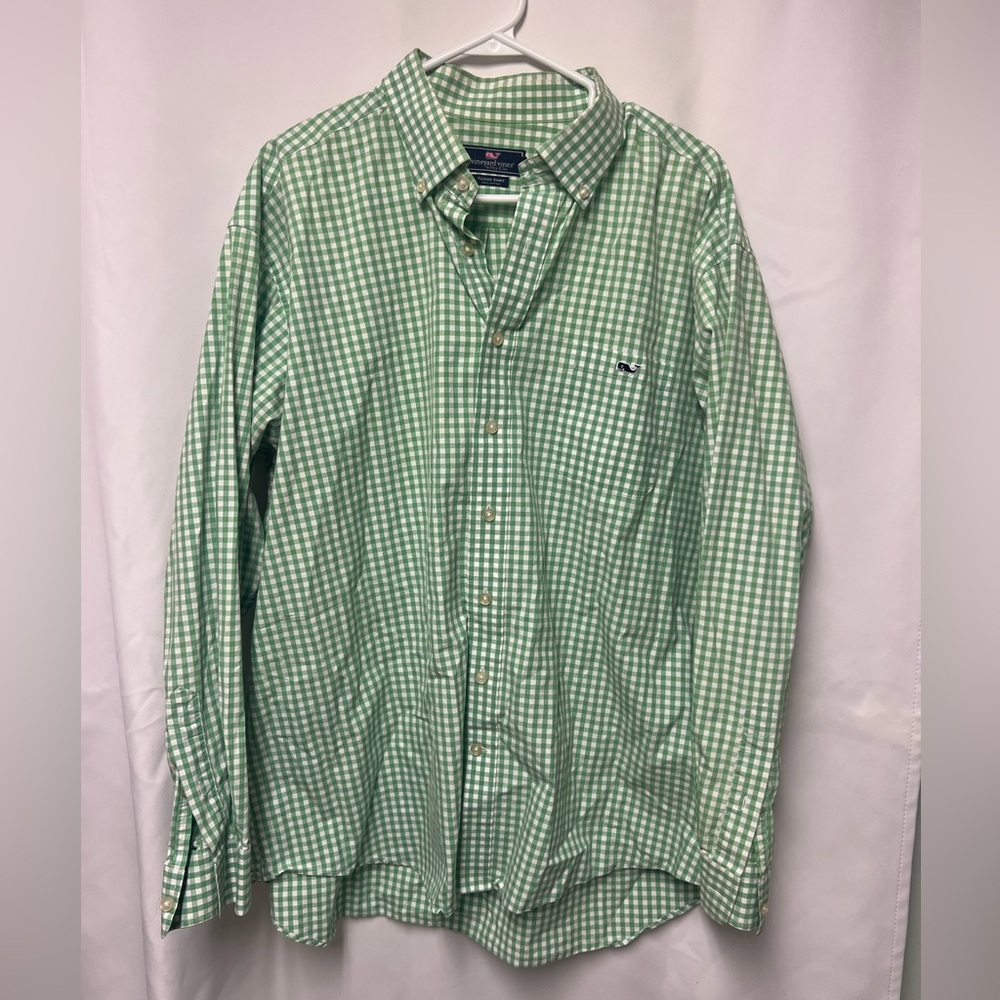 Vineyard Vines Green Gingham Button Down Shirt